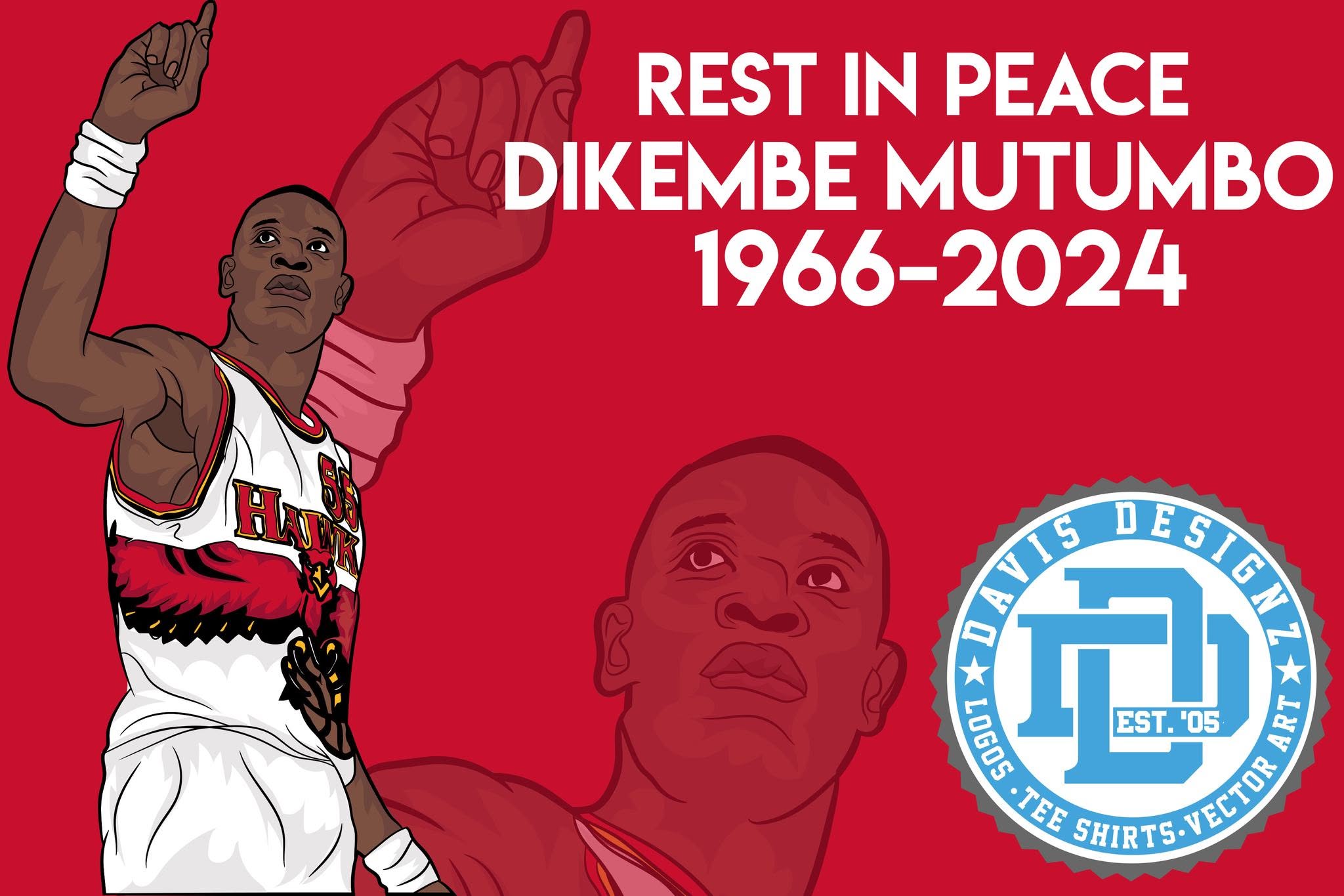 DIKEMBE MUTOMBO — Memorial Vector Illustration